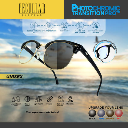 Peculiar CLUBMASTER Square Polycarbonate Frame Peculiar Photochromic TransitionPRO