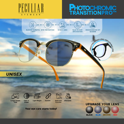 Peculiar CLUBMASTER Square Polycarbonate Frame Peculiar Photochromic TransitionPRO