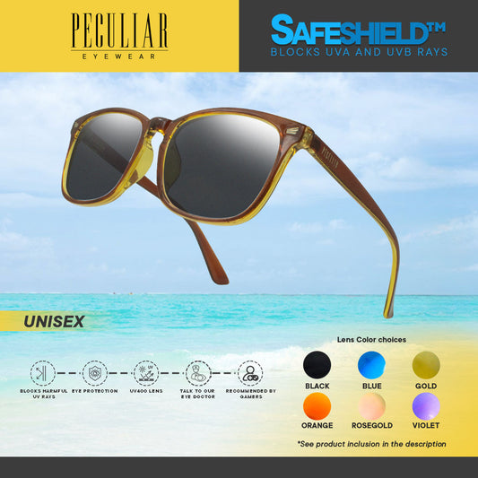 Peculiar Eyewear AOKI BrownYellow Acetate Frame Sunglasses Shades For Men and Women