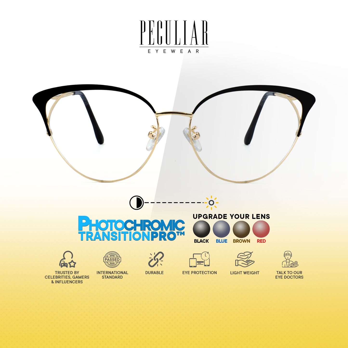 Elizabeth Cat Eye Metal Frame Photochromic TransitionPro
