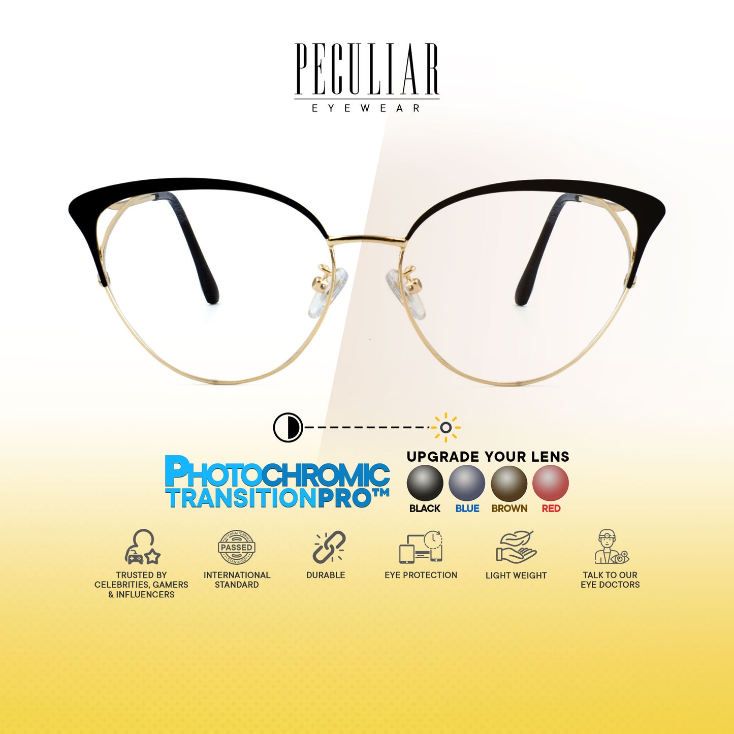 Elizabeth Cat Eye Metal Frame Photochromic TransitionPro