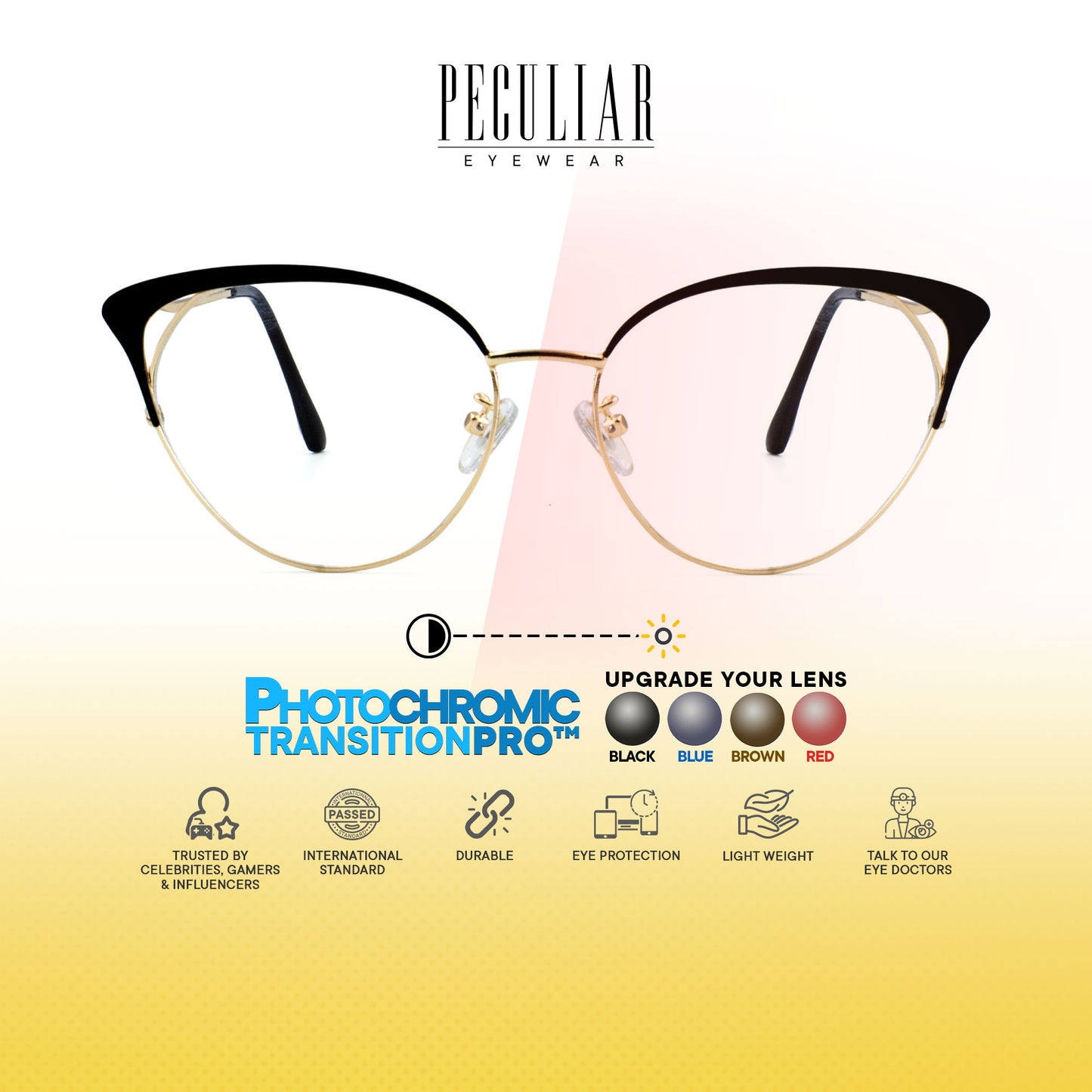 Elizabeth Cat Eye Metal Frame Photochromic TransitionPro