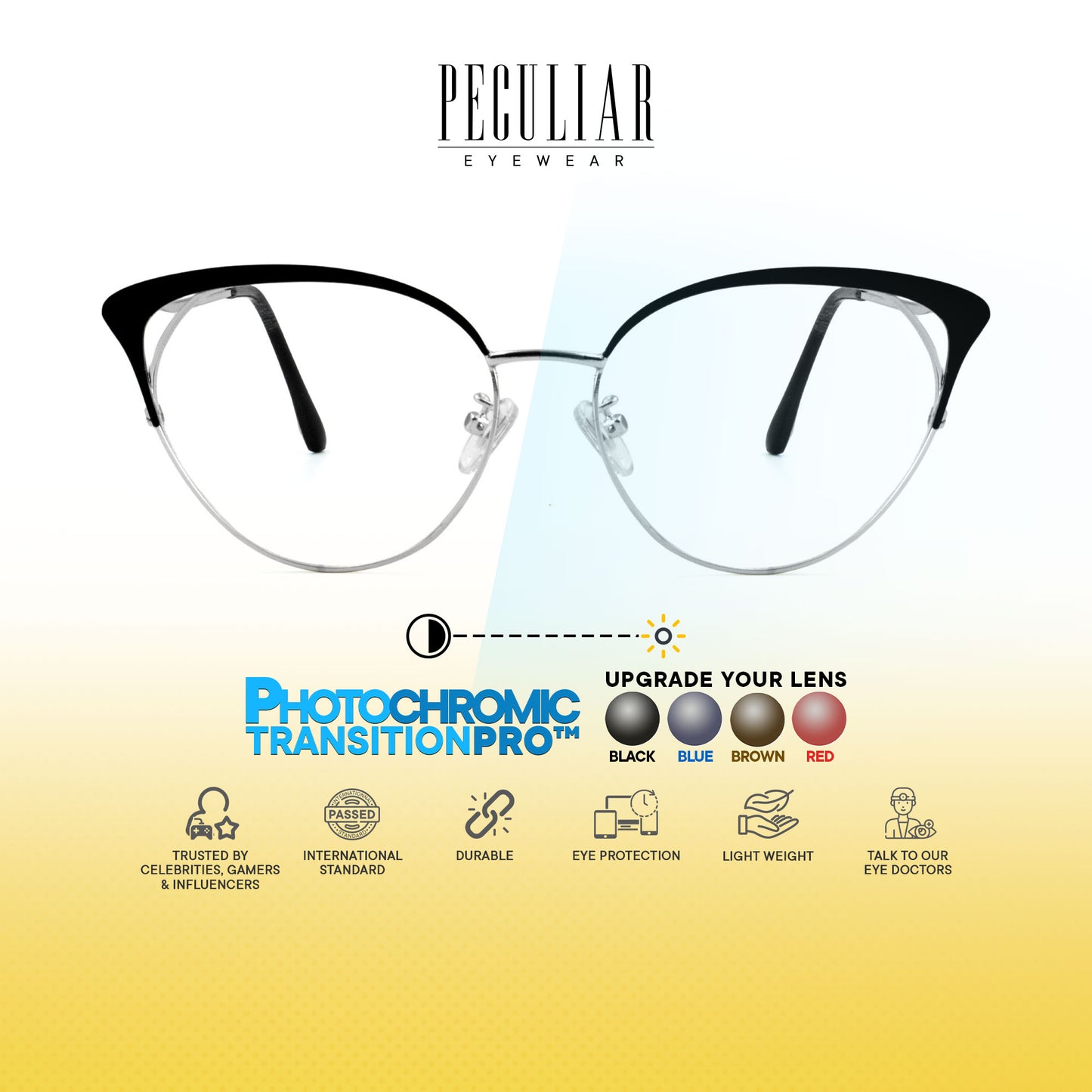Elizabeth Cat Eye Metal Frame Photochromic TransitionPro