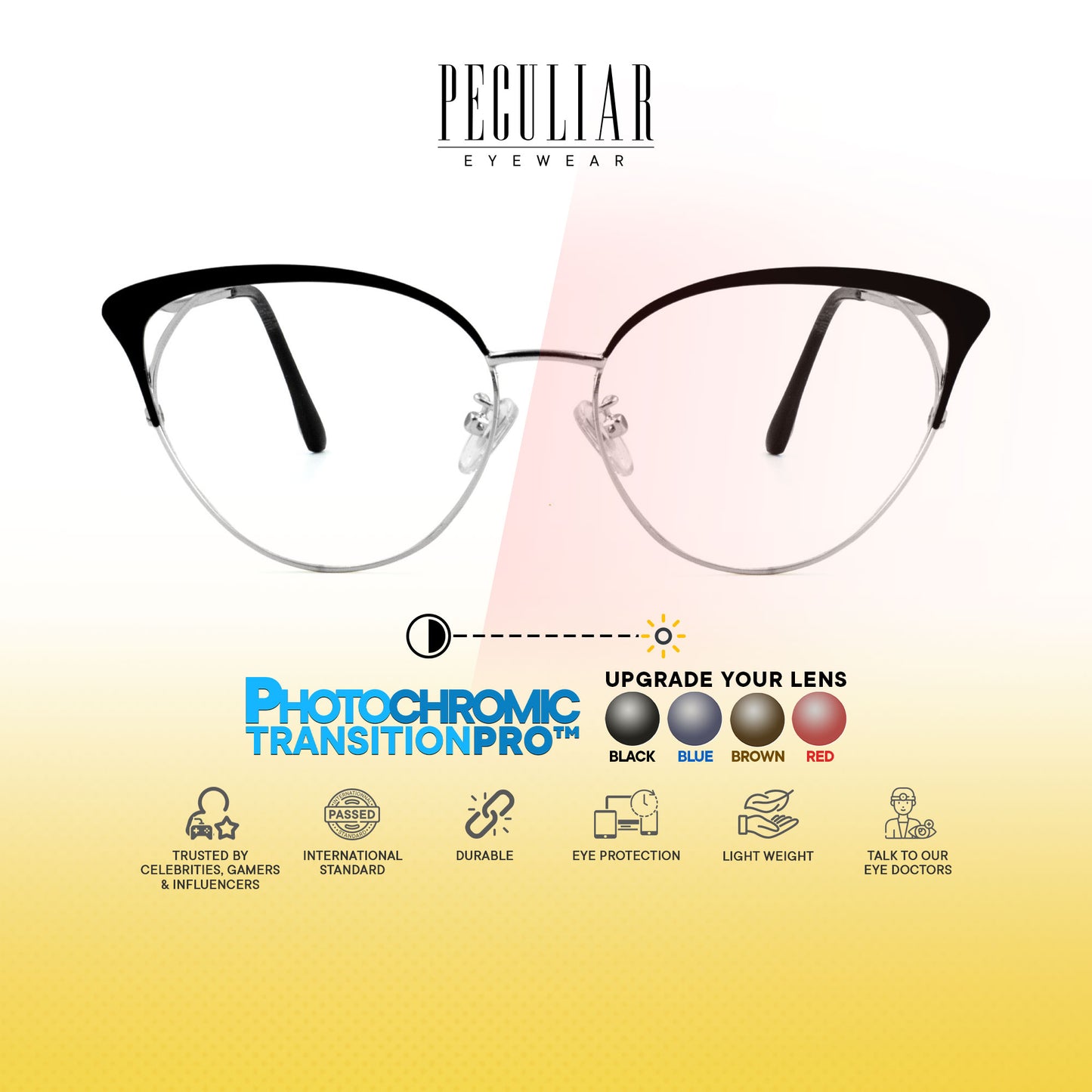 Elizabeth Cat Eye Metal Frame Photochromic TransitionPro