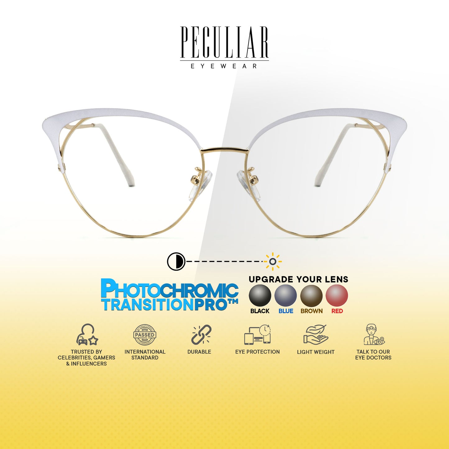 Elizabeth Cat Eye Metal Frame Photochromic TransitionPro