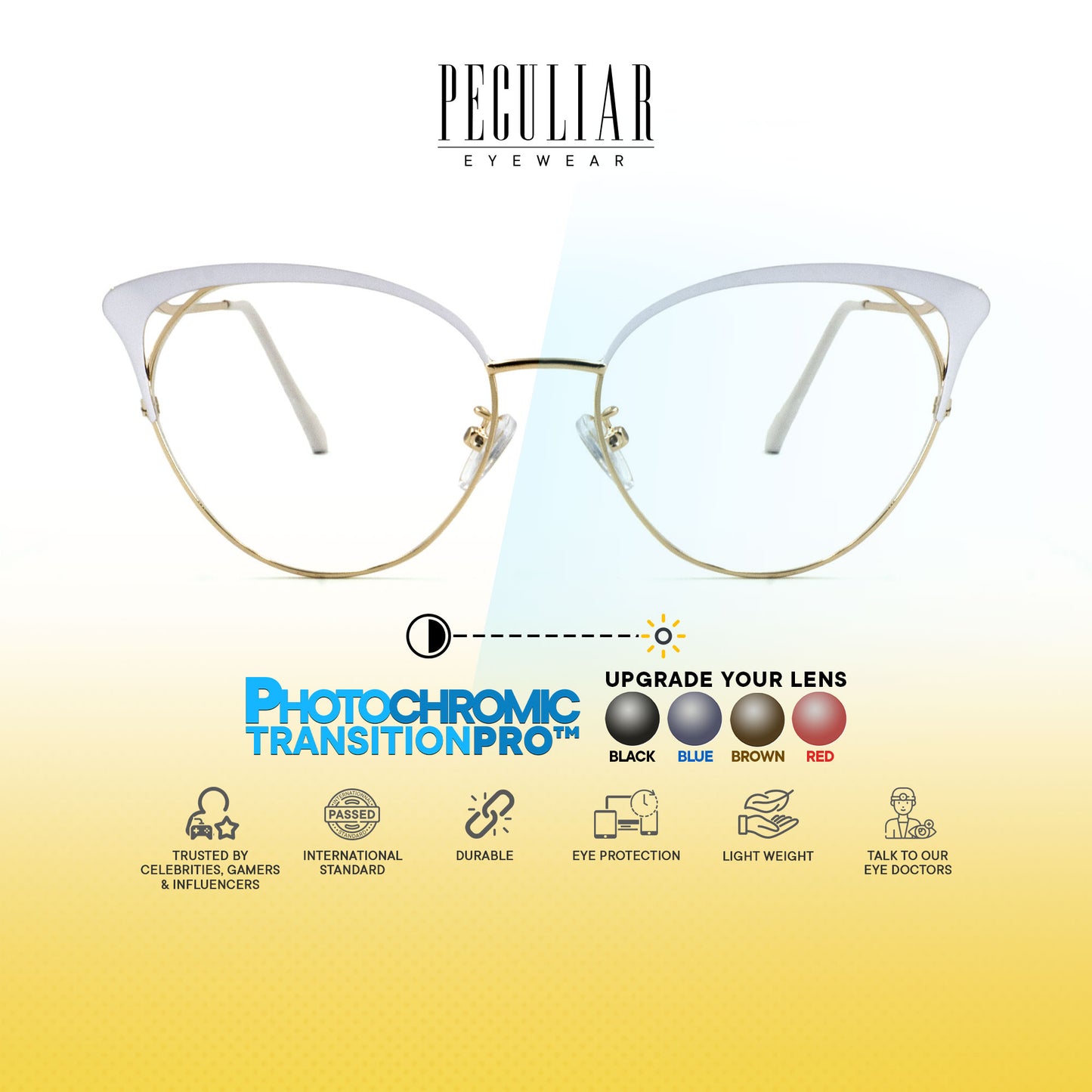 Elizabeth Cat Eye Metal Frame Photochromic TransitionPro