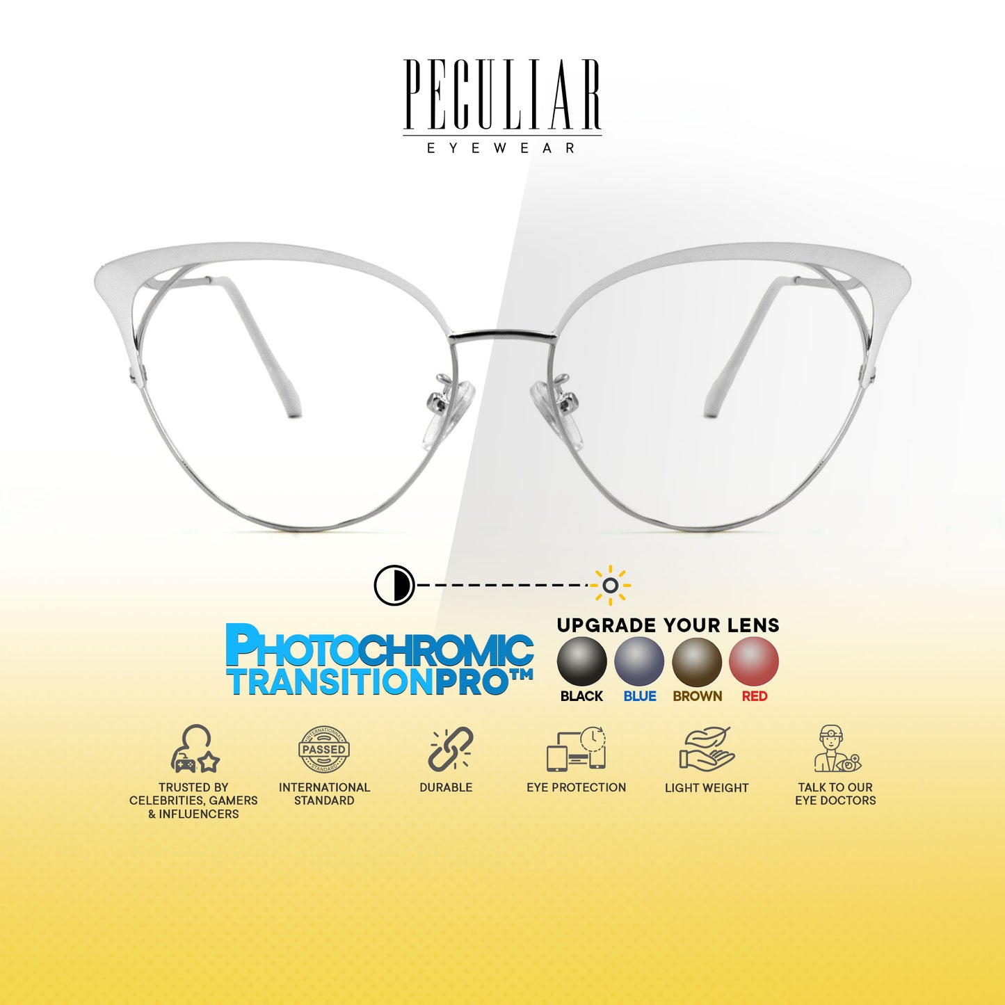 Elizabeth Cat Eye Metal Frame Photochromic TransitionPro