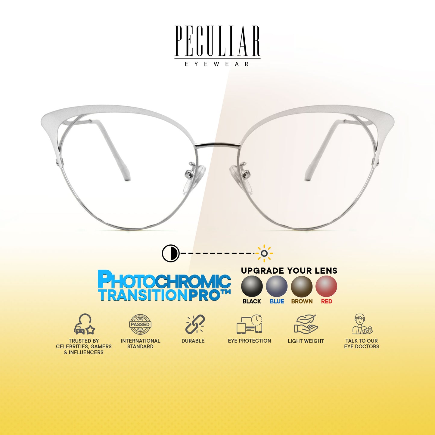 Elizabeth Cat Eye Metal Frame Photochromic TransitionPro