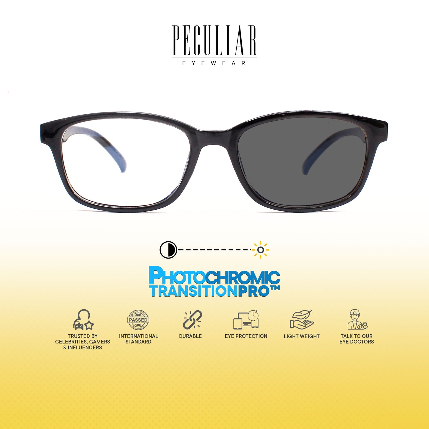 Peculiar Xander Rectangle Acetate Sunglass Anti Rad Eyeglass Replaceable Lens Frames PhotoChromic TransitionPro Polarized UV400 Lens Photochromic TAC Lens for Men and Women