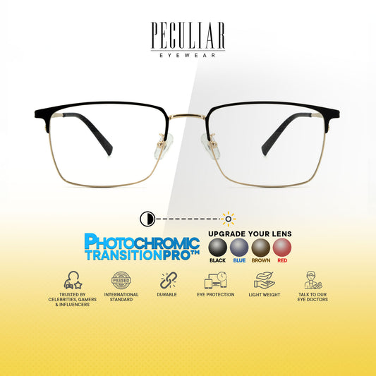 Oku Rectangle Metal Titanium Photochromic TransitionPro