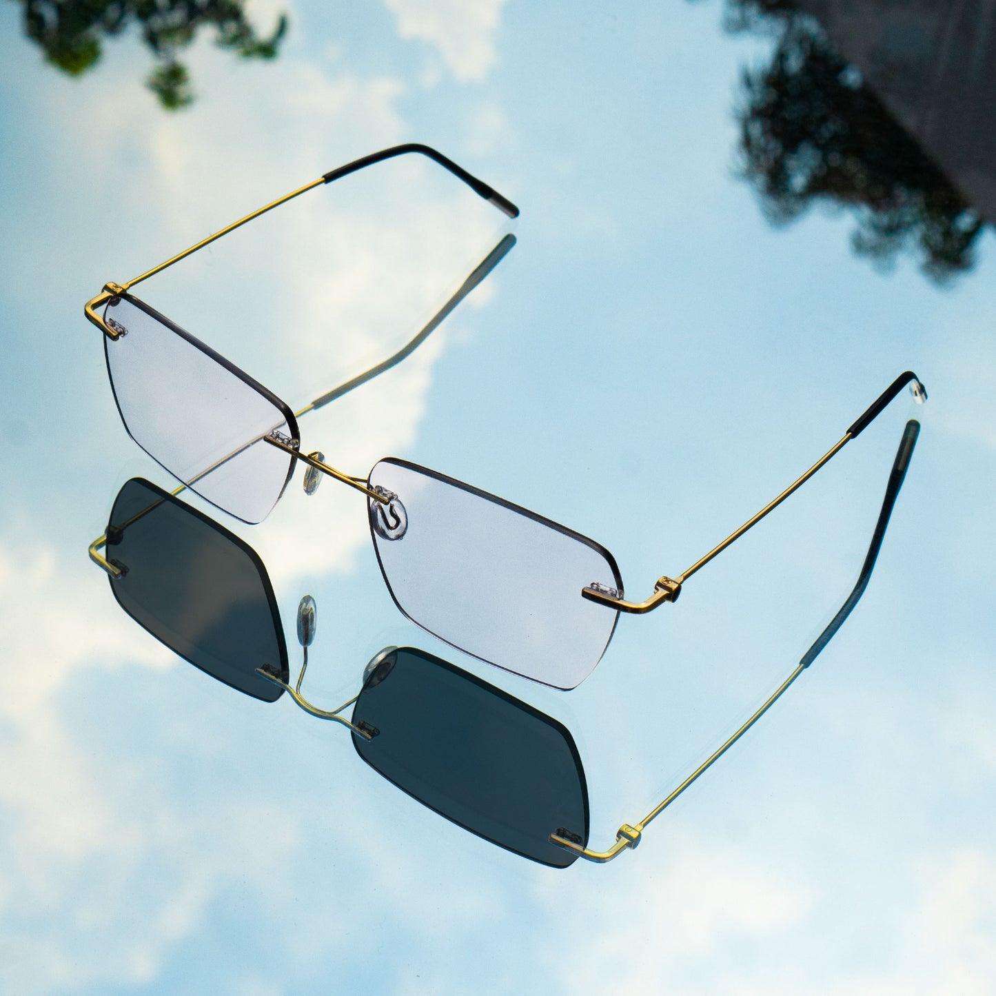 Peculiar Kairo Rimless Stainless Steel TransitionPRO – Blue Light & Photochromic Eyewear