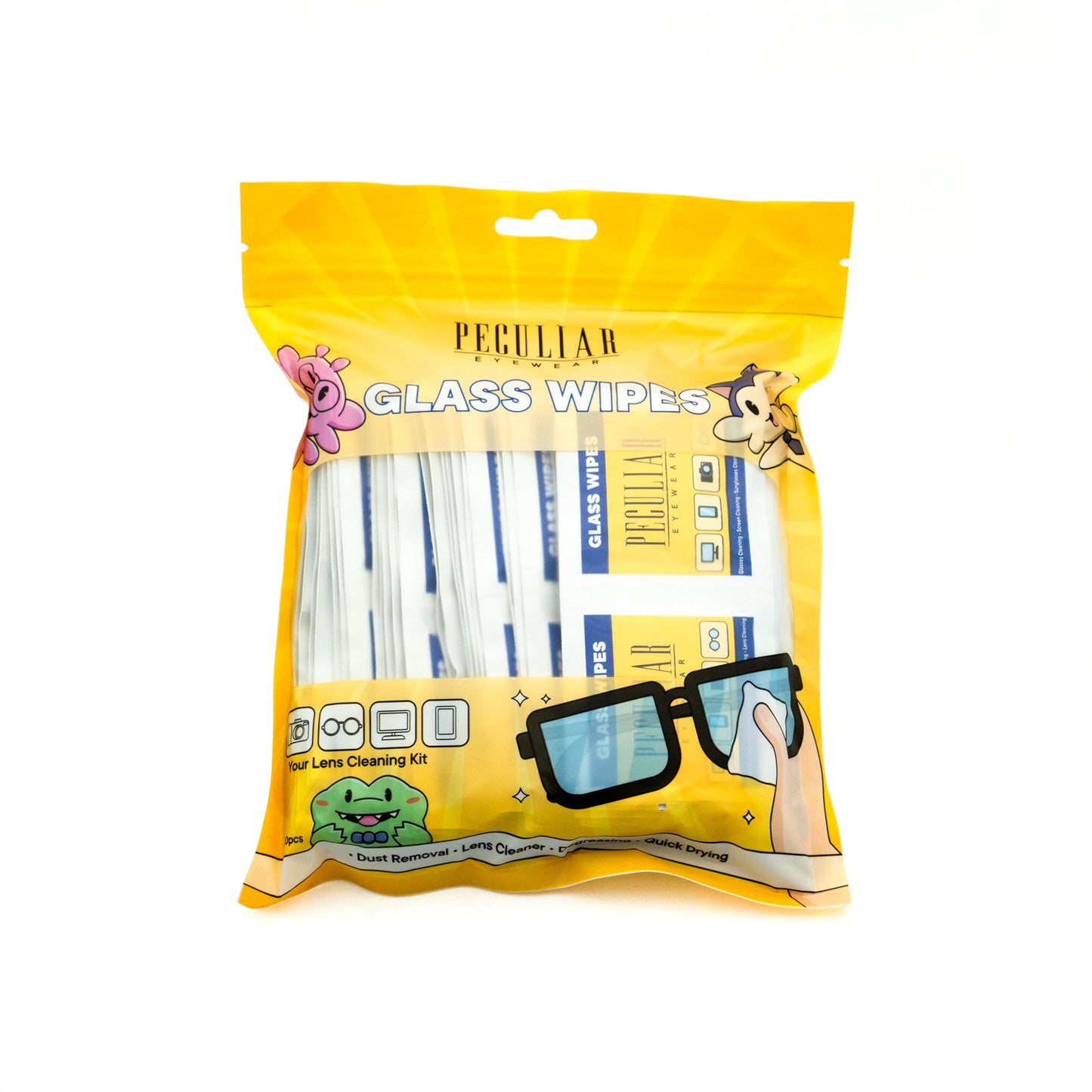 Peculiar Eyewear Glass Wipes Dust Eyeglasses Cleaner Degreaser Non-Toxic Quick Dry