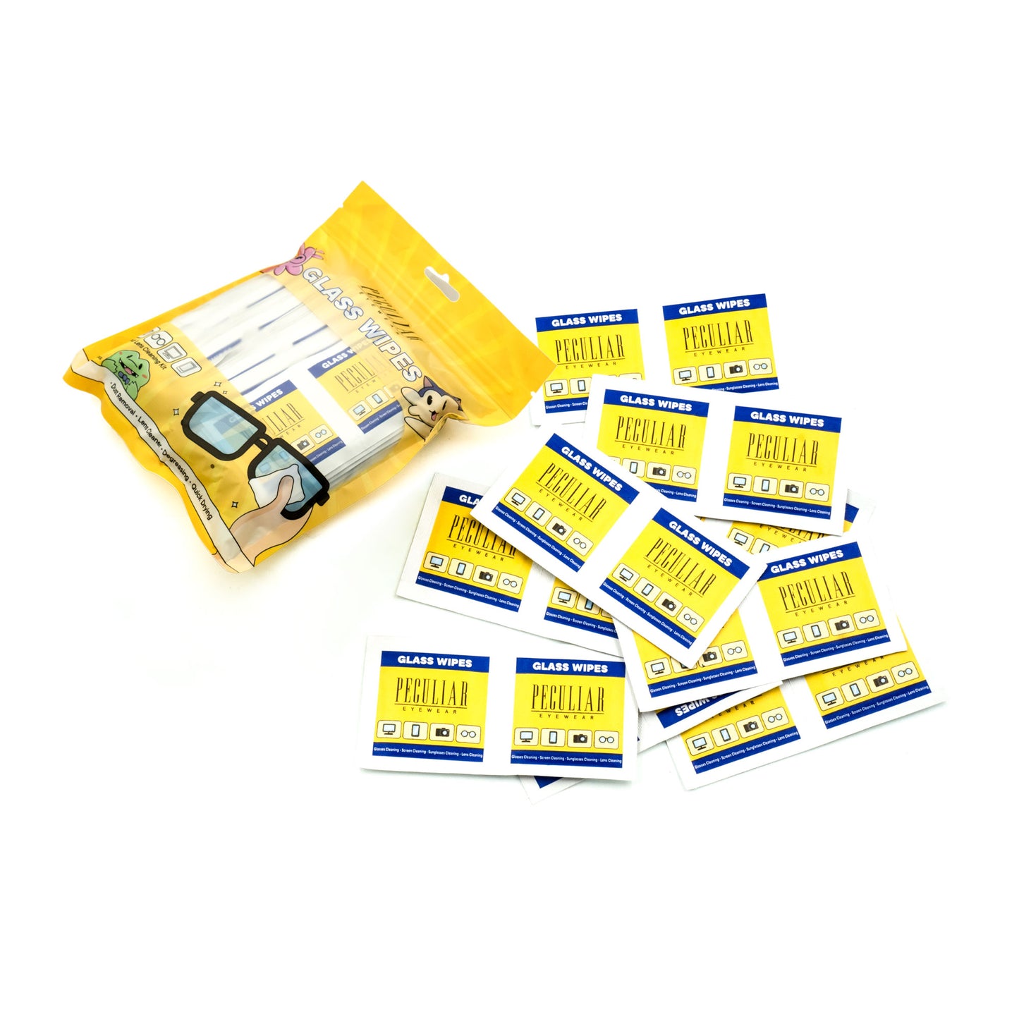 Peculiar Eyewear Glass Wipes Dust Eyeglasses Cleaner Degreaser Non-Toxic Quick Dry