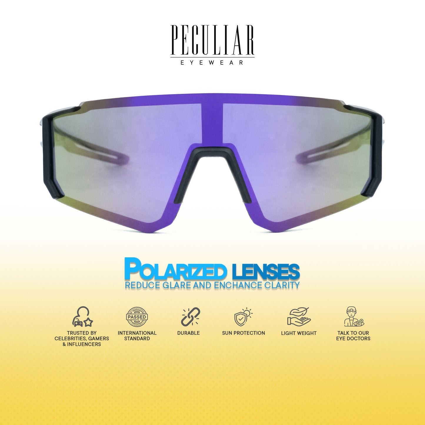 Peculiar Lior Oversize Acetate Polarized Sports Anti-Radiation Sunglass Eyewear for Woman Men
