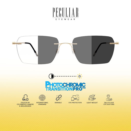 Peculiar Kairo Rimless Stainless Steel TransitionPRO – Blue Light & Photochromic Eyewear
