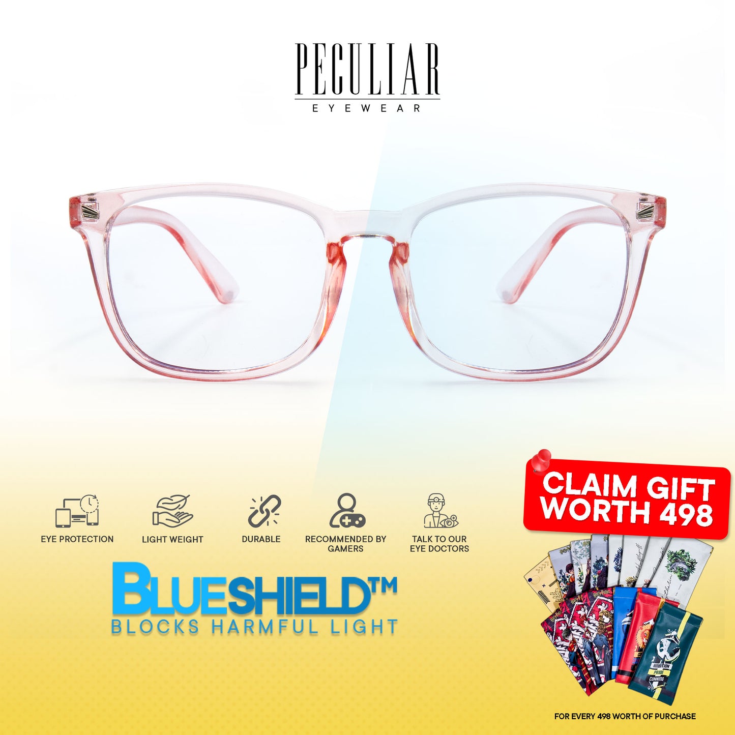 Peculiar AOKI Square Polycarbonate Frame Anti Radiation Glasses UV400-BlueGreen Blueshield