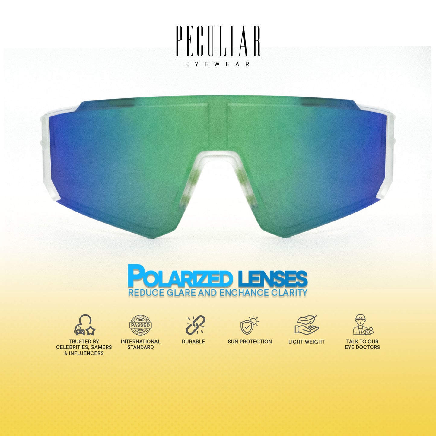 Peculiar Lior Oversize Acetate Polarized Sports Anti-Radiation Sunglass Eyewear for Woman Men