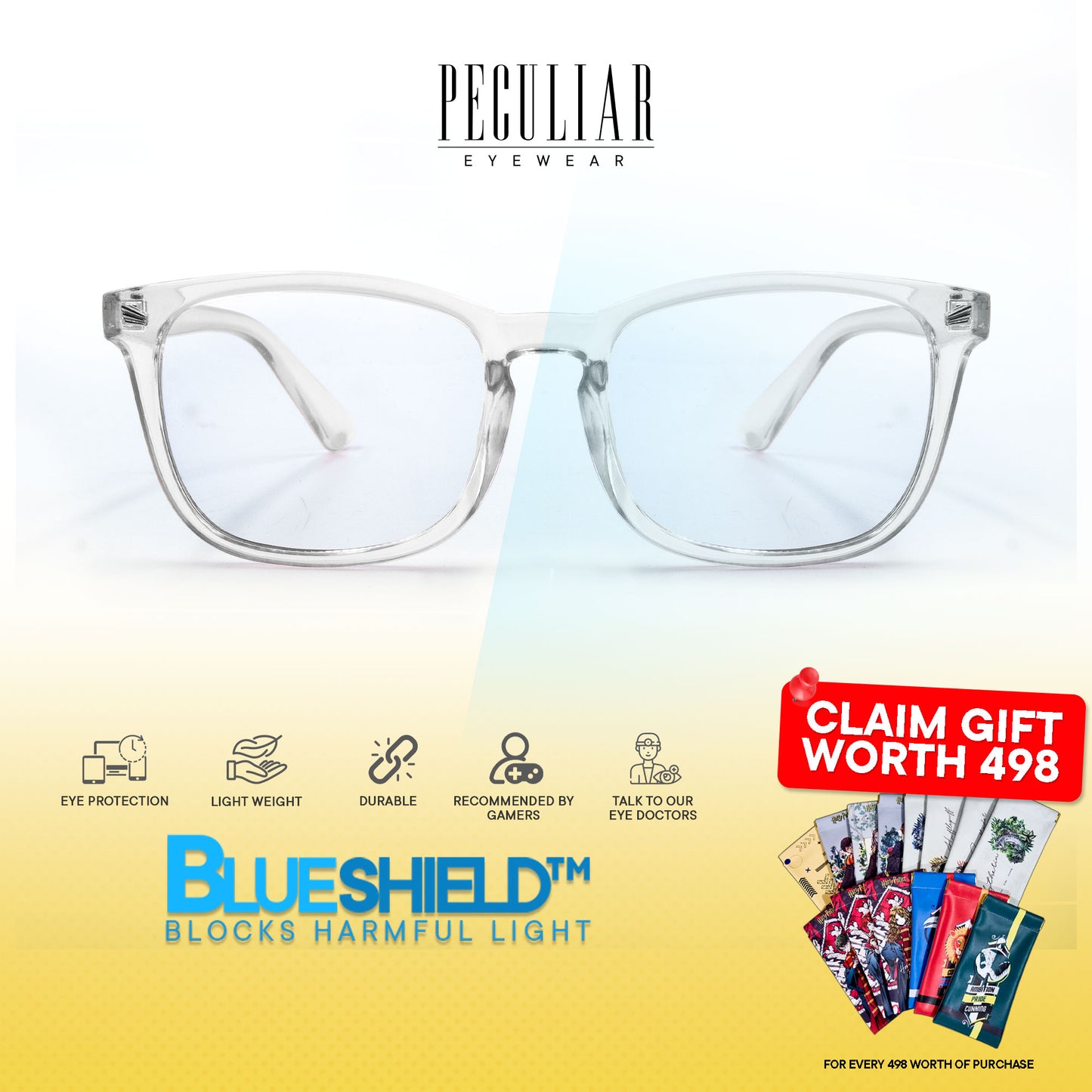 Peculiar AOKI Square Polycarbonate Frame Anti Radiation Glasses UV400-BlueGreen Blueshield