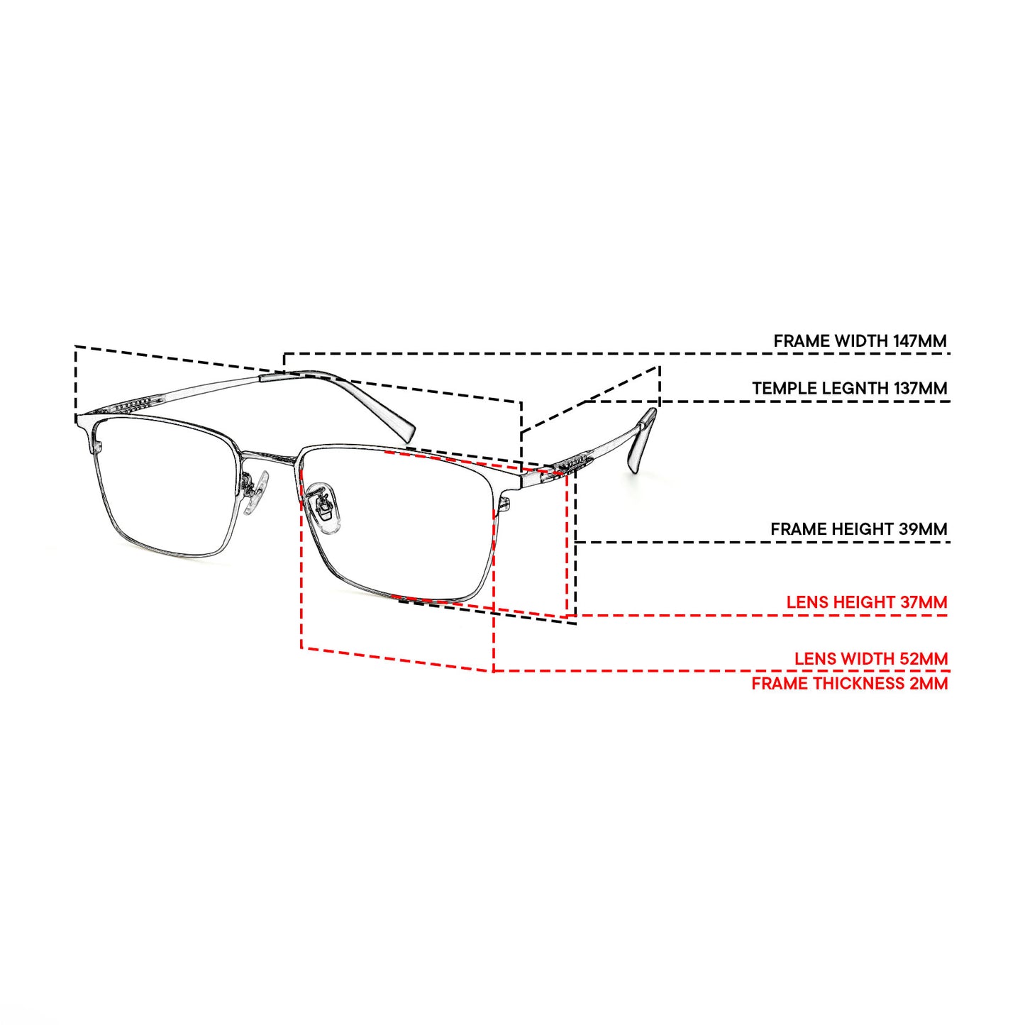 Oku Rectangle Metal Titanium Photochromic TransitionPro