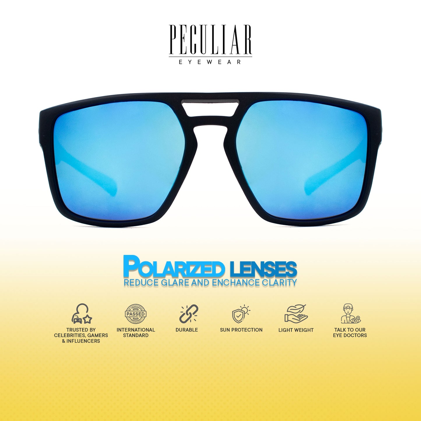 Peculiar Zep Avaitor Acetate Polarized Sports Anti-Radiation Sunglass Eyewear for Woman Men