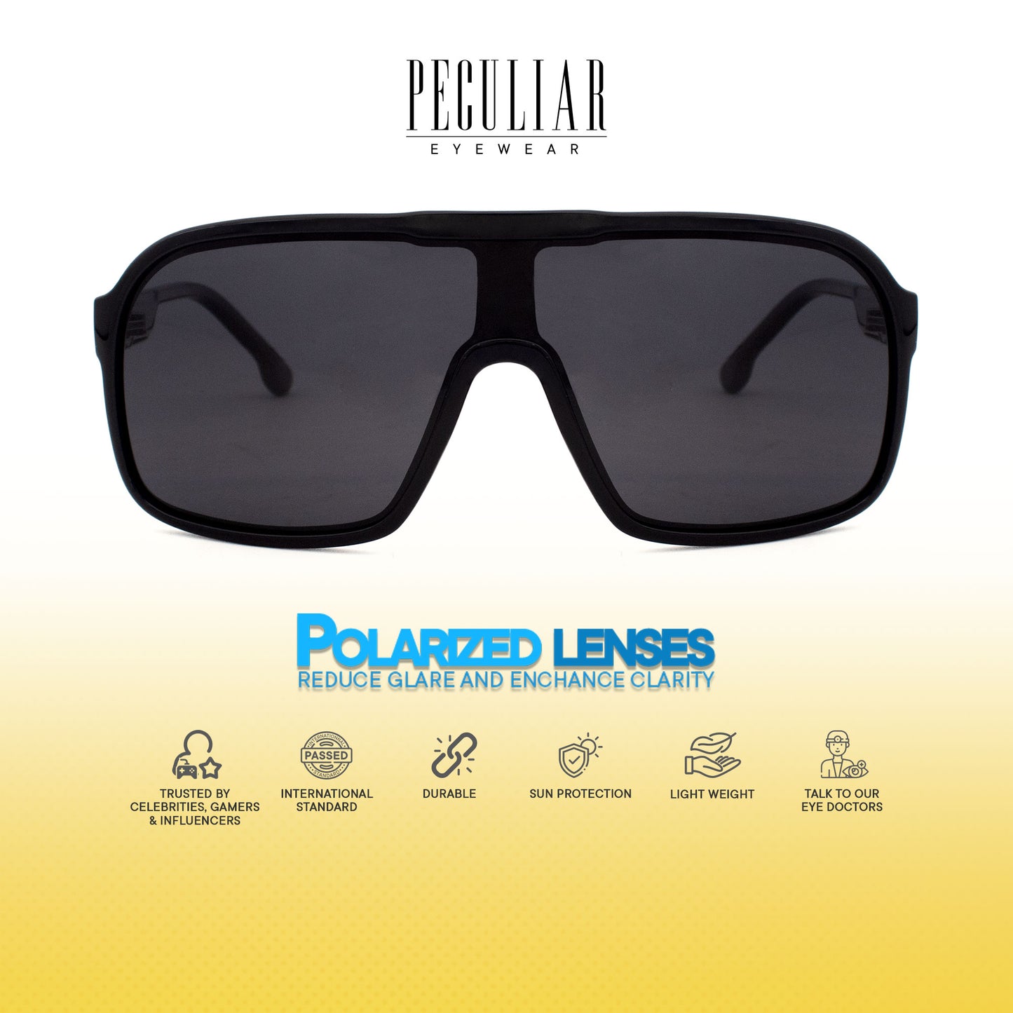 Peculiar Gale Oversize Acetate Polarized Sports Anti-Radiation Sunglass Eyewear for Woman Men