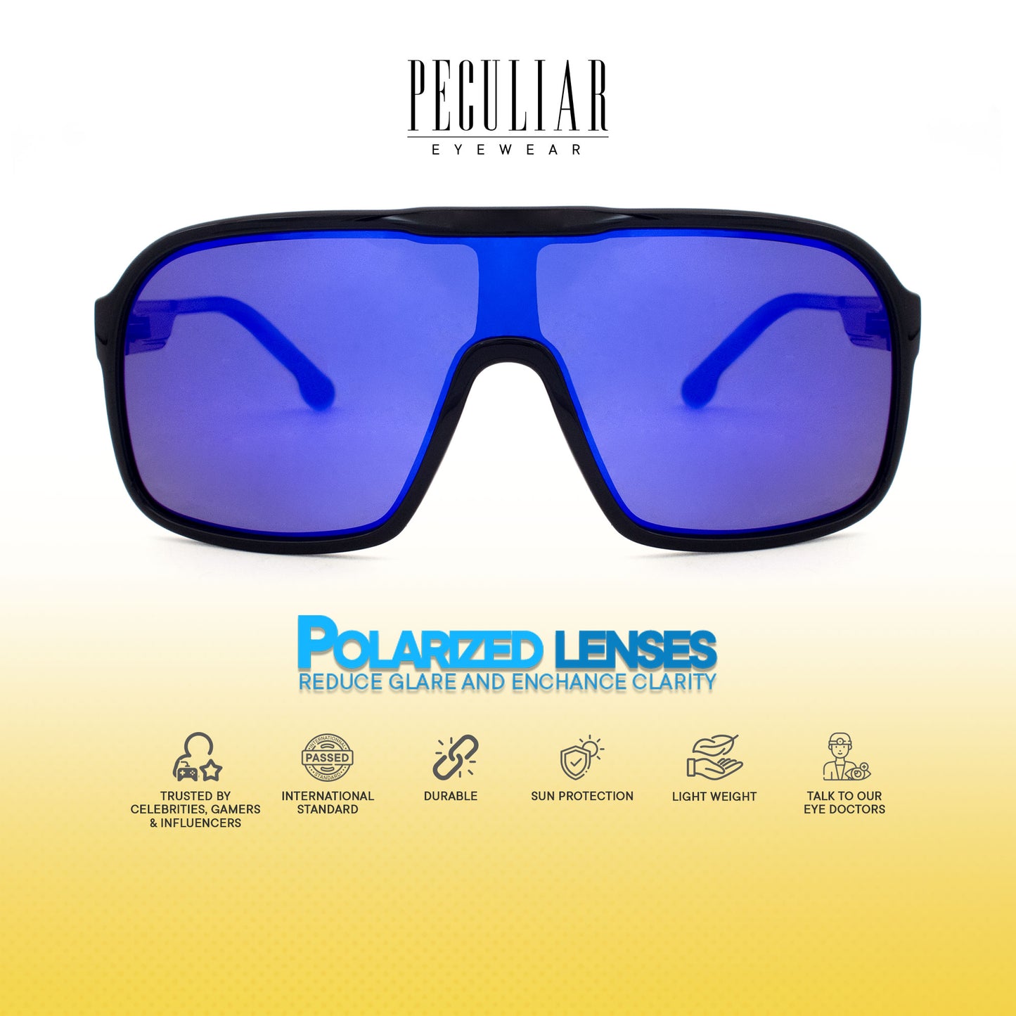 Peculiar Gale Oversize Acetate Polarized Sports Anti-Radiation Sunglass Eyewear for Woman Men