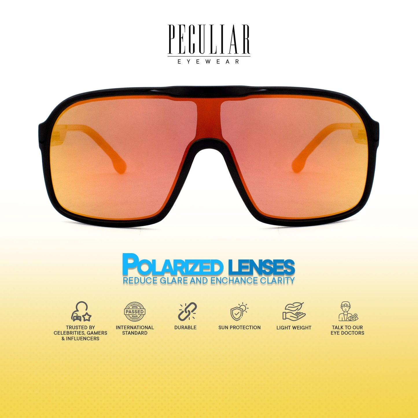 Peculiar Gale Oversize Acetate Polarized Sports Anti-Radiation Sunglass Eyewear for Woman Men