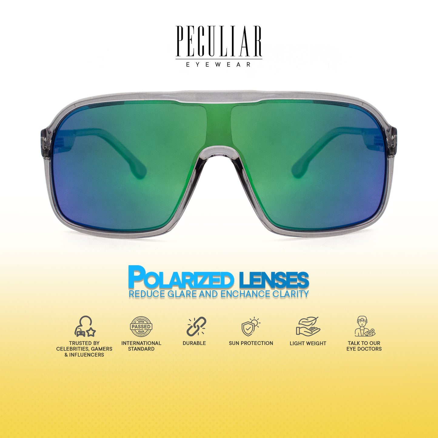 Peculiar Gale Oversize Acetate Polarized Sports Anti-Radiation Sunglass Eyewear for Woman Men