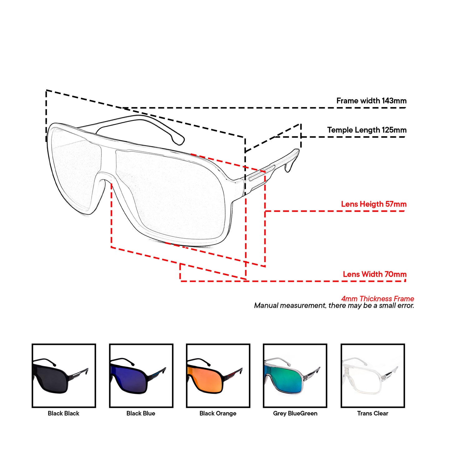 Peculiar Gale Oversize Acetate Polarized Sports Anti-Radiation Sunglass Eyewear for Woman Men