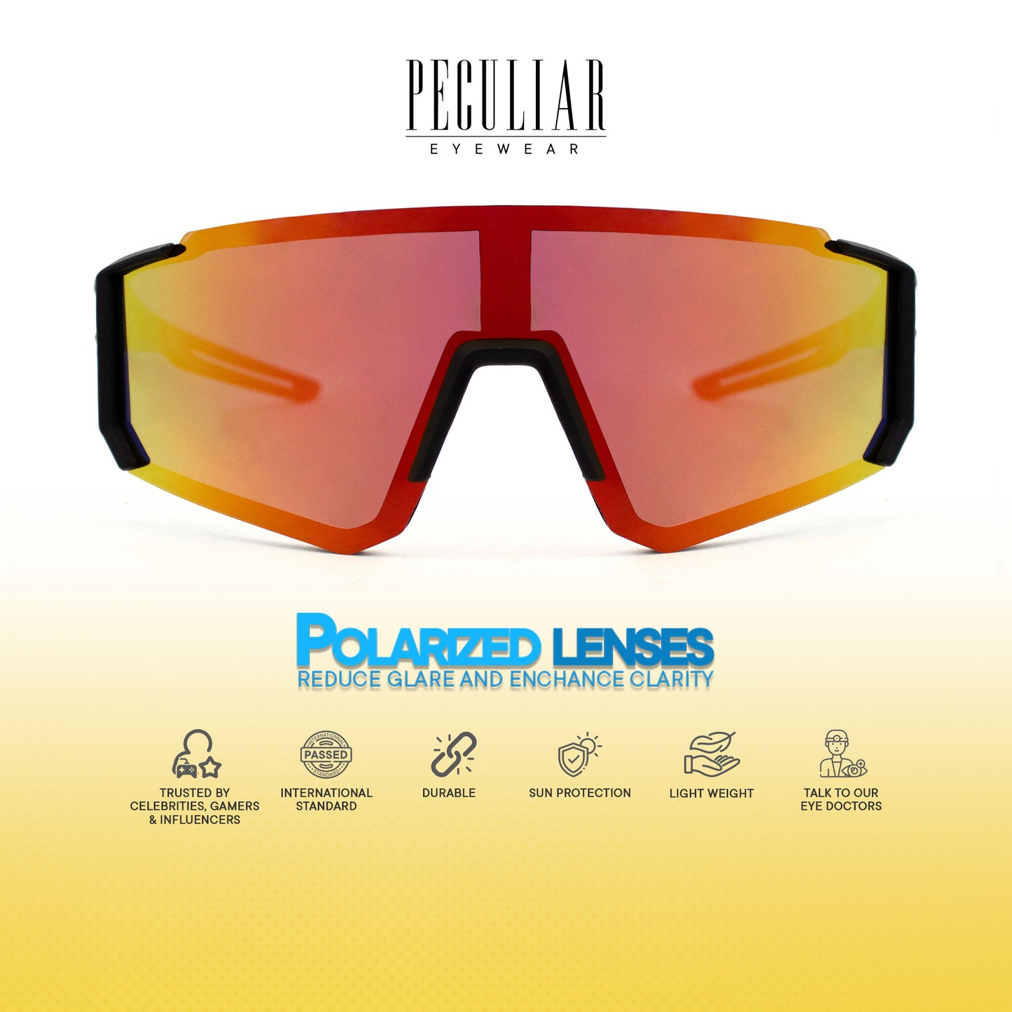Peculiar Lior Oversize Acetate Polarized Sports Anti-Radiation Sunglass Eyewear for Woman Men