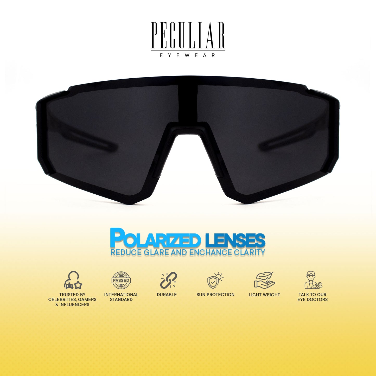Peculiar Lior Oversize Acetate Polarized Sports Anti-Radiation Sunglass Eyewear for Woman Men