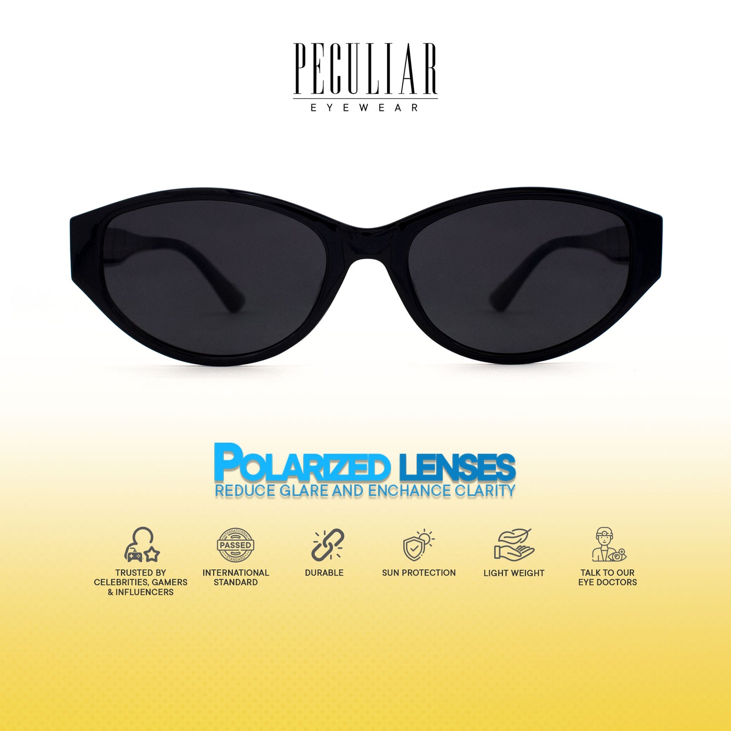 Peculiar Rue Cat Eye Acetate Polarized Anti-Radiation Sunglass Eyewear for Woman Men