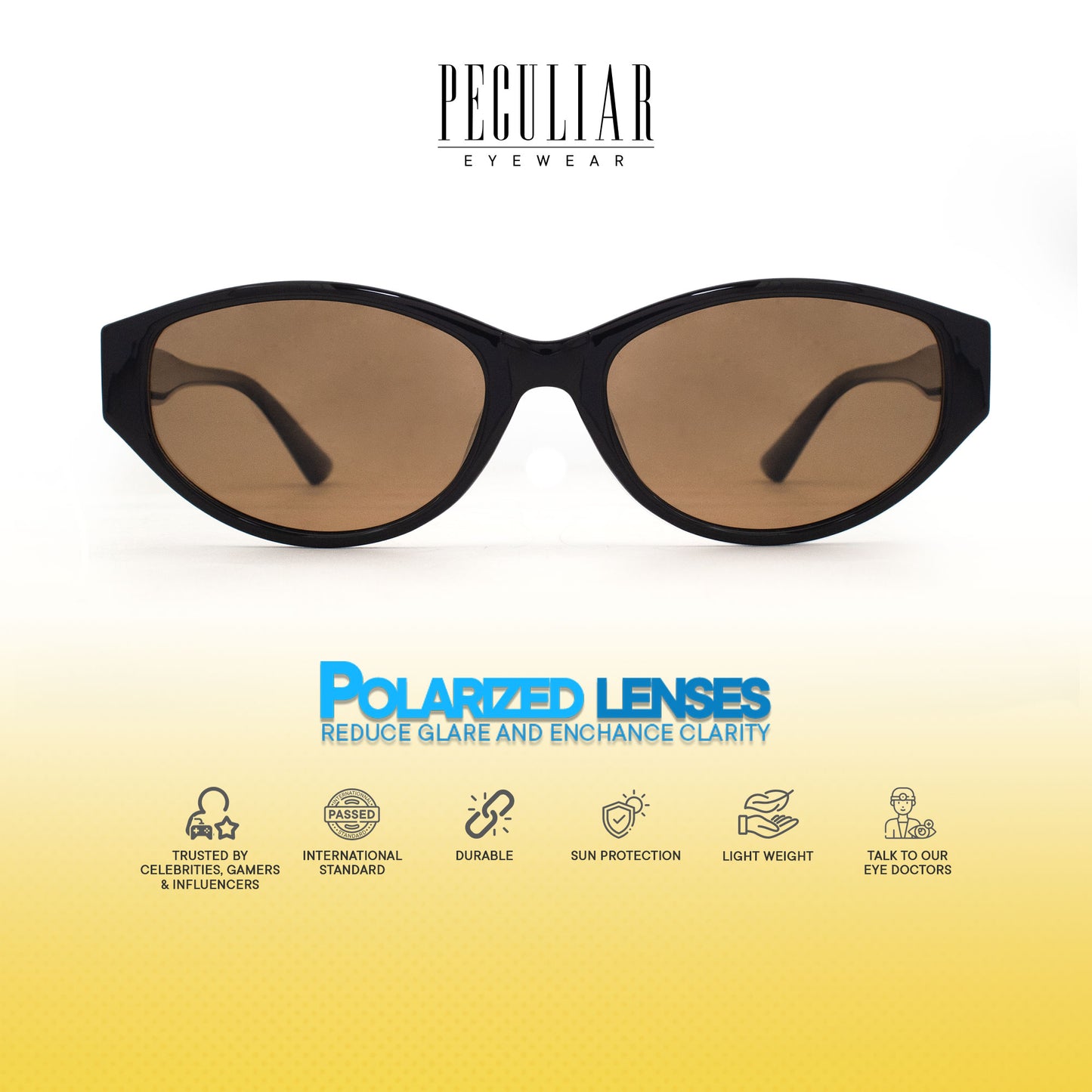 Peculiar Rue Cat Eye Acetate Polarized Anti-Radiation Sunglass Eyewear for Woman Men