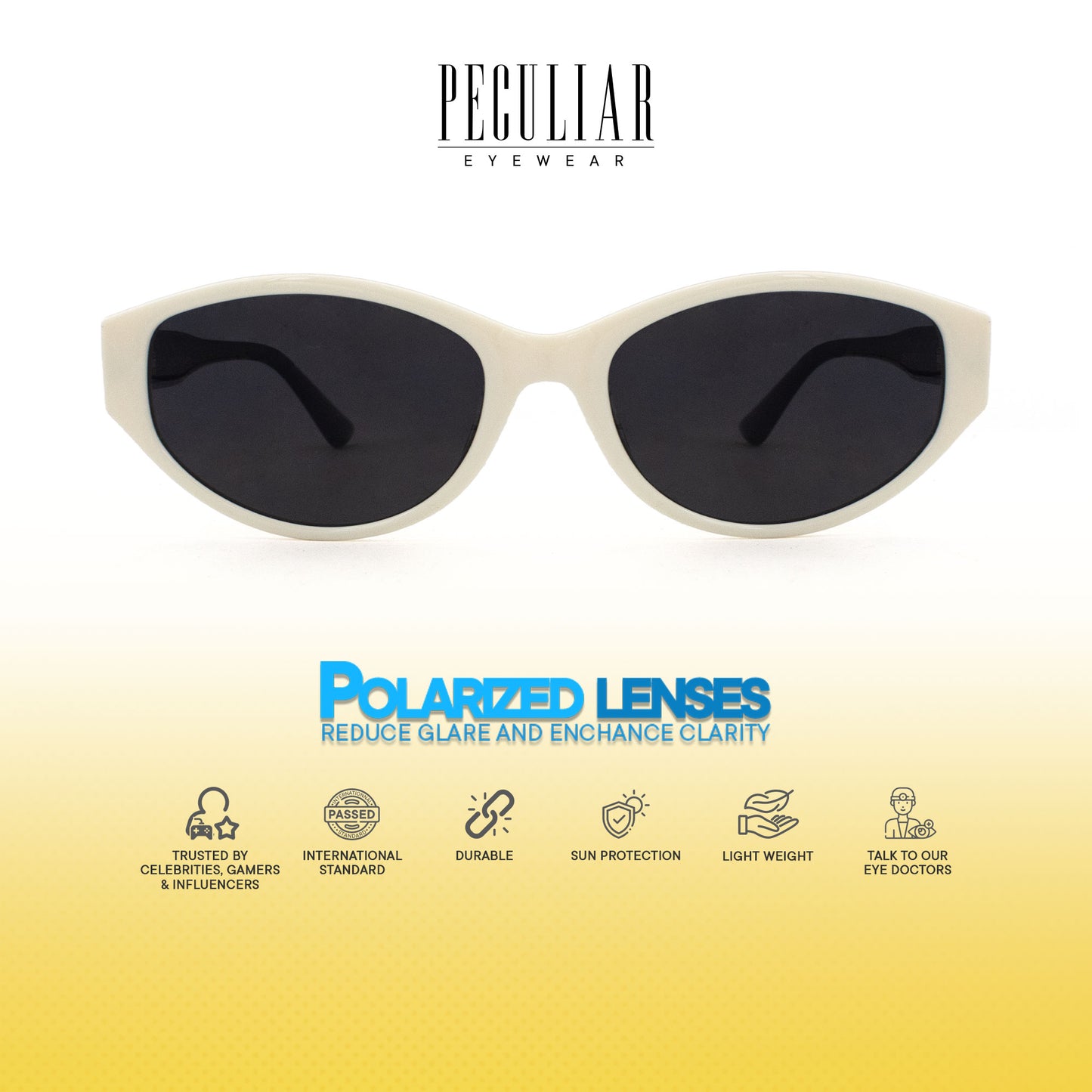 Peculiar Rue Cat Eye Acetate Polarized Anti-Radiation Sunglass Eyewear for Woman Men