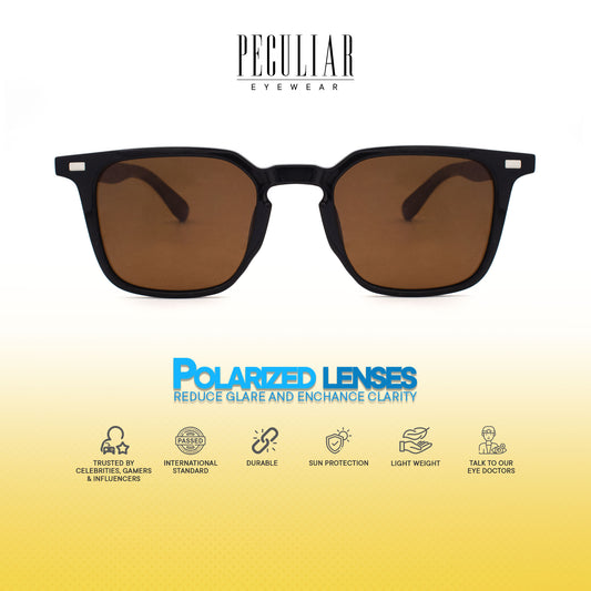 Peculiar Dell Square Acetate Metal Polarized Anti-Radiation Sunglass Eyewear for Woman Men