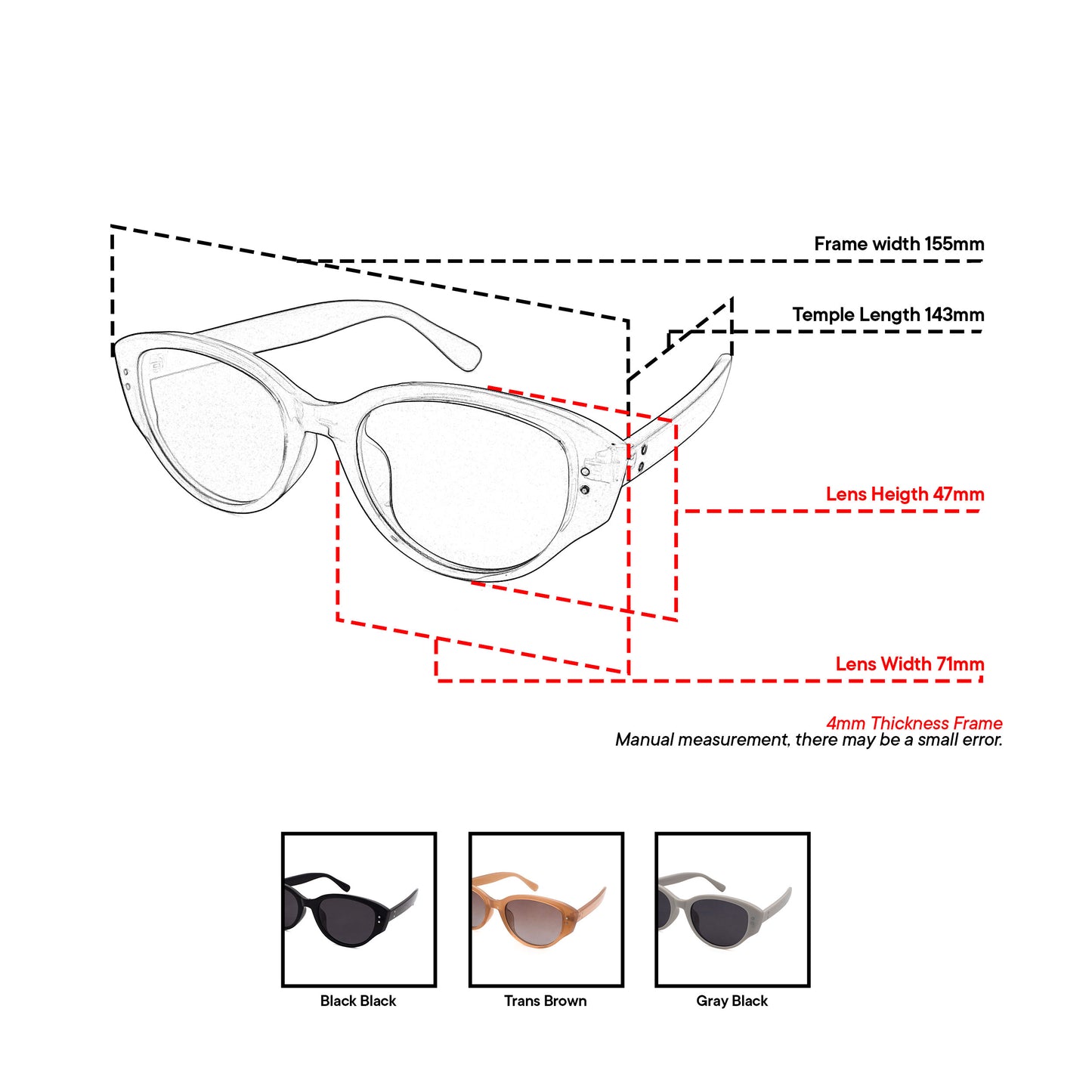 Peculiar Trina Cat Eye Acetate Polarized Anti-Radiation Sunglass Eyewear for Woman Men
