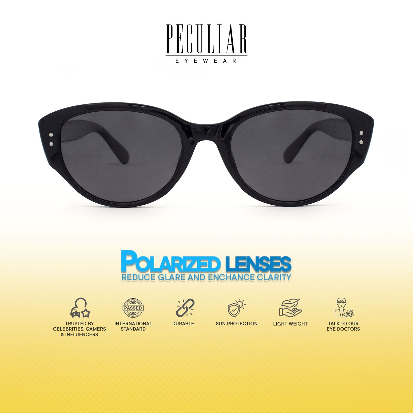 Peculiar Trina Cat Eye Acetate Polarized Anti-Radiation Sunglass Eyewear for Woman Men