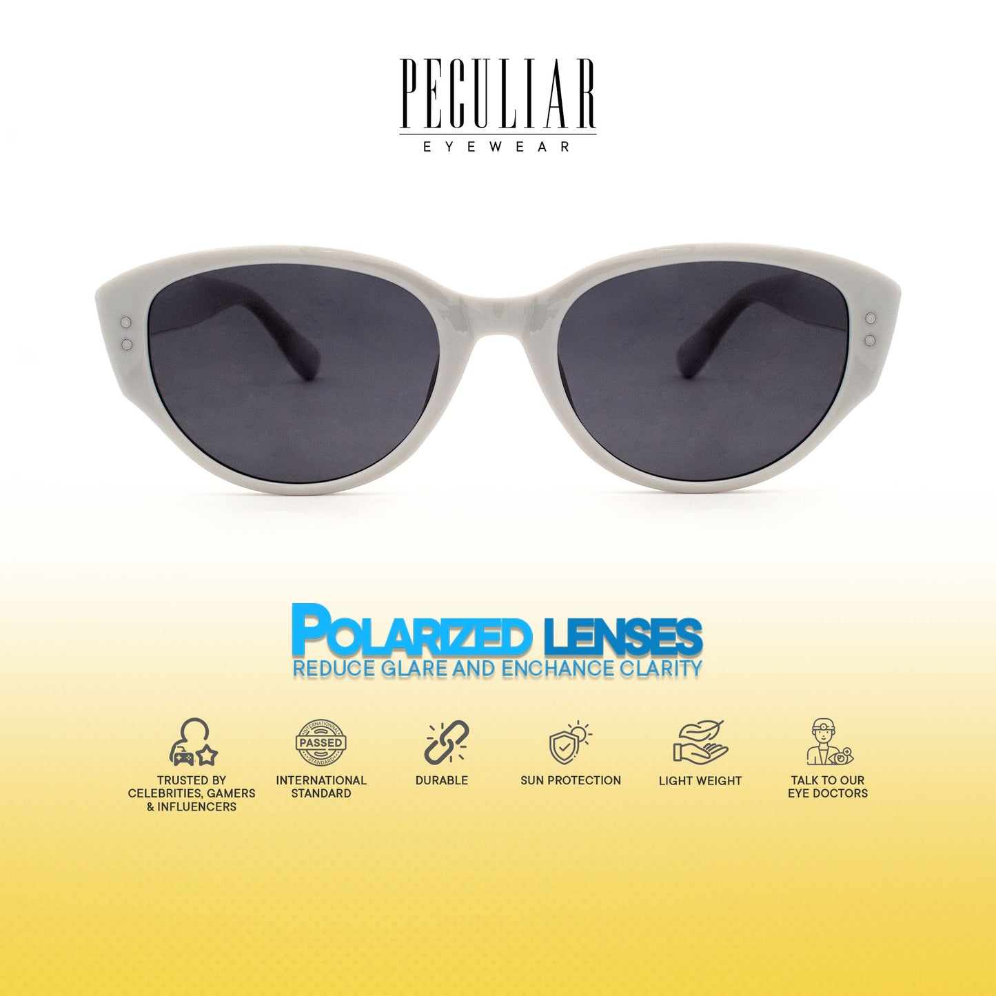 Peculiar Trina Cat Eye Acetate Polarized Anti-Radiation Sunglass Eyewear for Woman Men