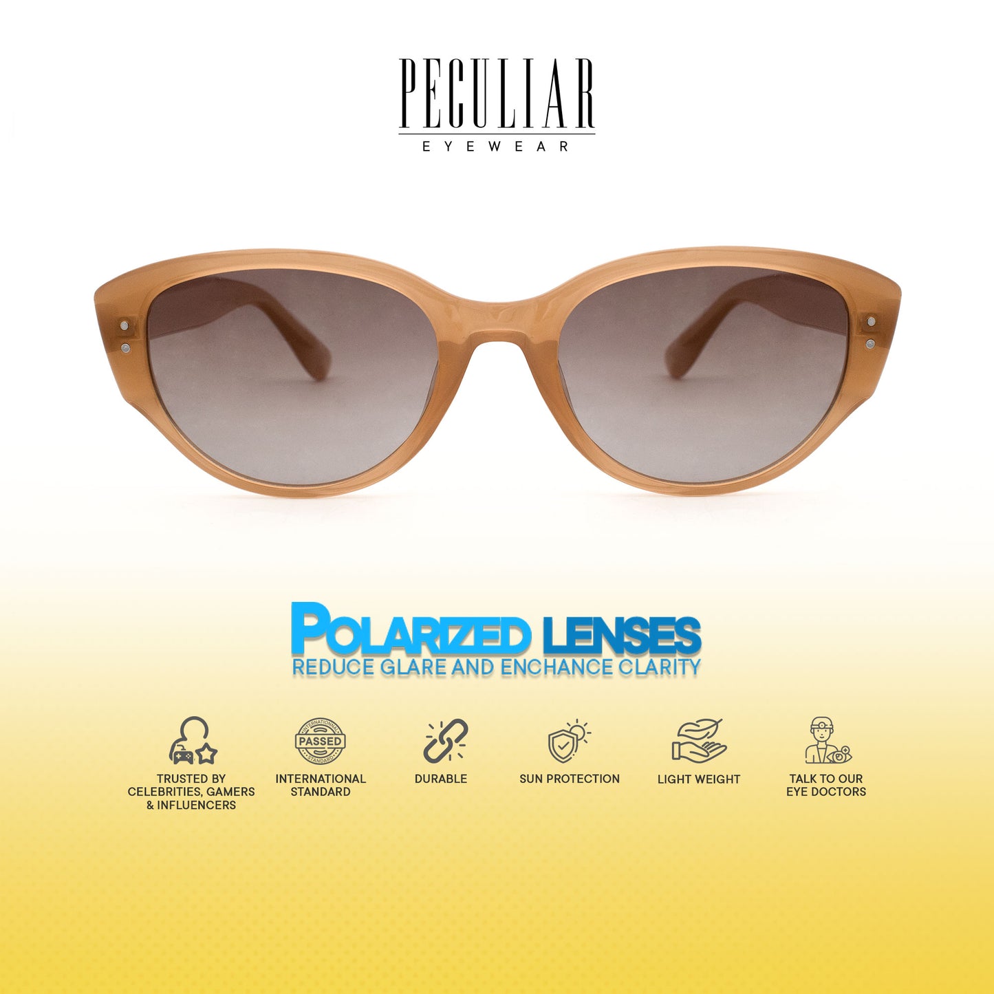 Peculiar Trina Cat Eye Acetate Polarized Anti-Radiation Sunglass Eyewear for Woman Men