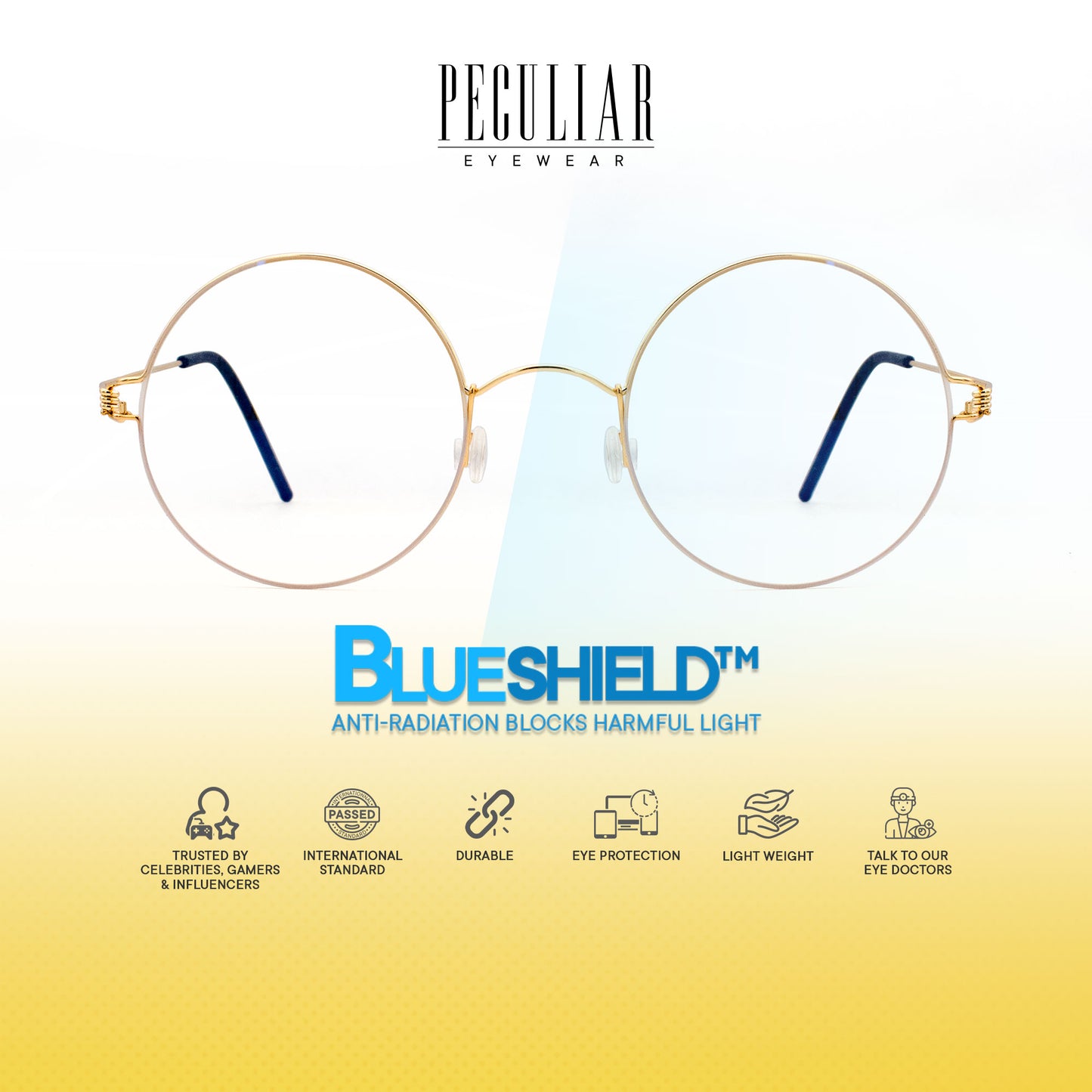 Peculiar Lemon Stainless Steel Computer Glasses Anti Radiation Eyeglass Replaceable for Men Women