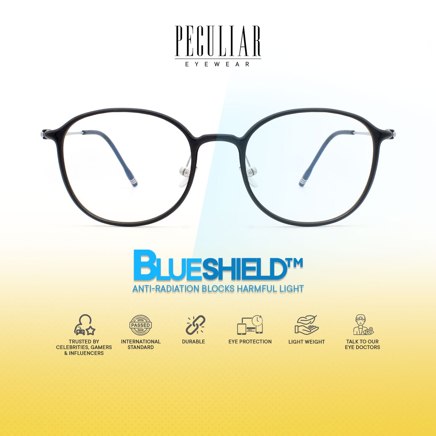 Peculiar Sora Round Titanium Computer Glasses Anti Radiation Eyeglass Replaceable for Men Women