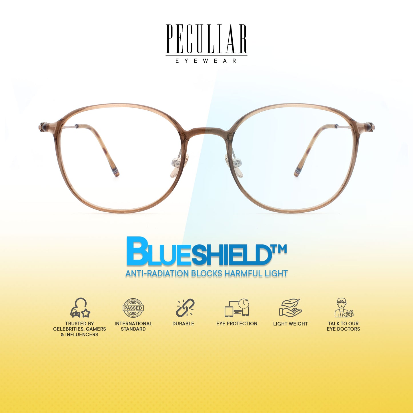 Peculiar Sora Round Titanium Computer Glasses Anti Radiation Eyeglass Replaceable for Men Women