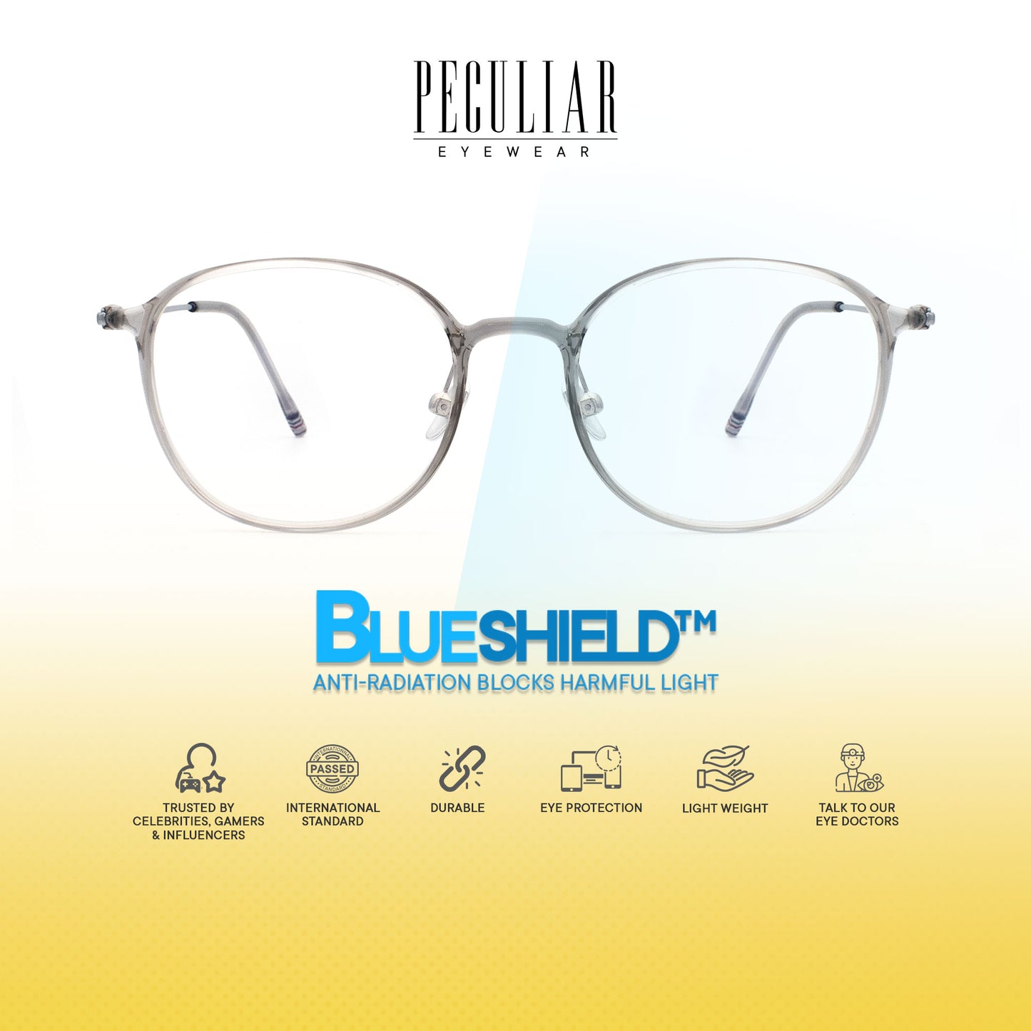 Peculiar Sora Round Titanium Computer Glasses Anti Radiation Eyeglass Replaceable for Men Women