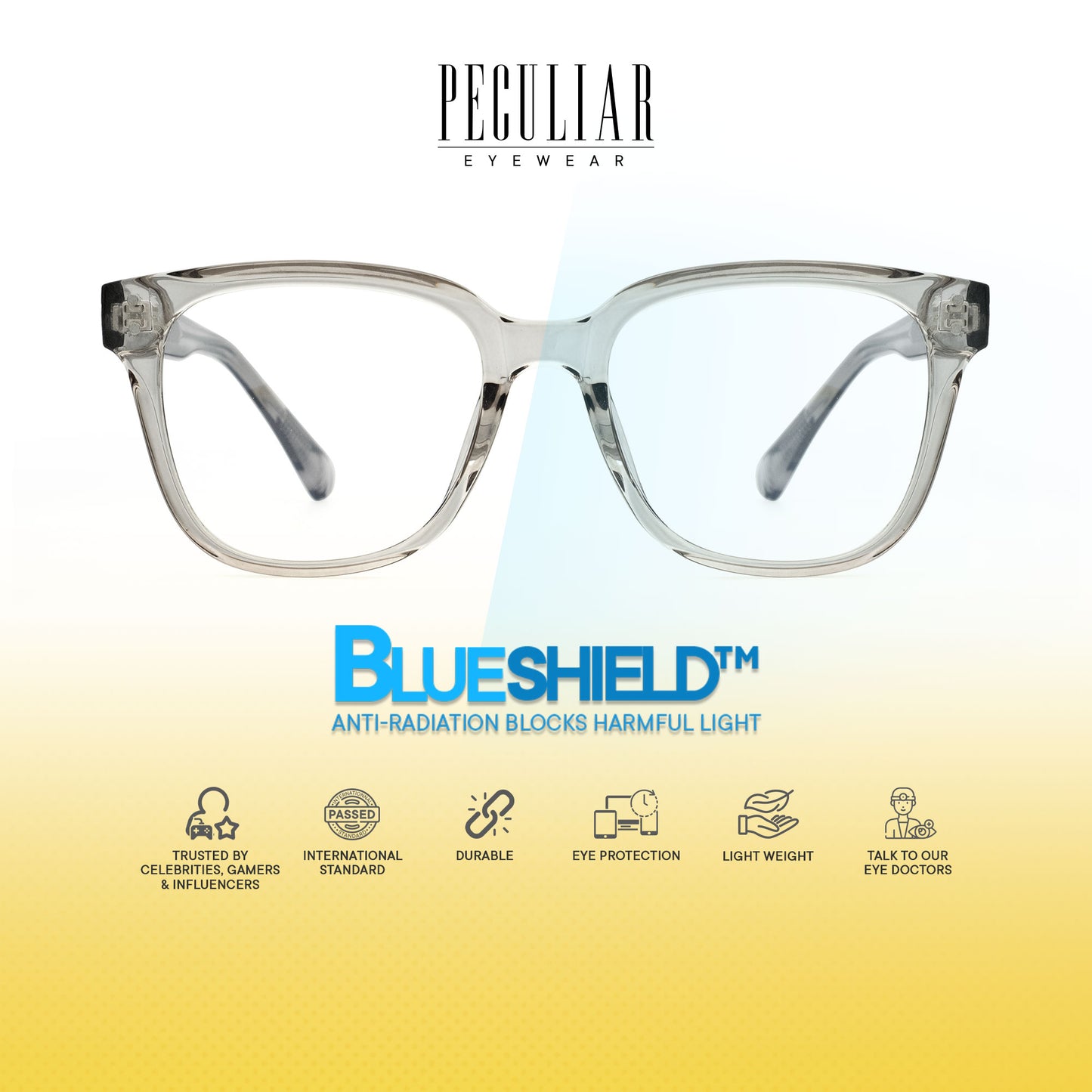 Peculiar Pax Square Acetate Steel Computer Glasses Anti Radiation Eyeglass Replaceable for Men Women