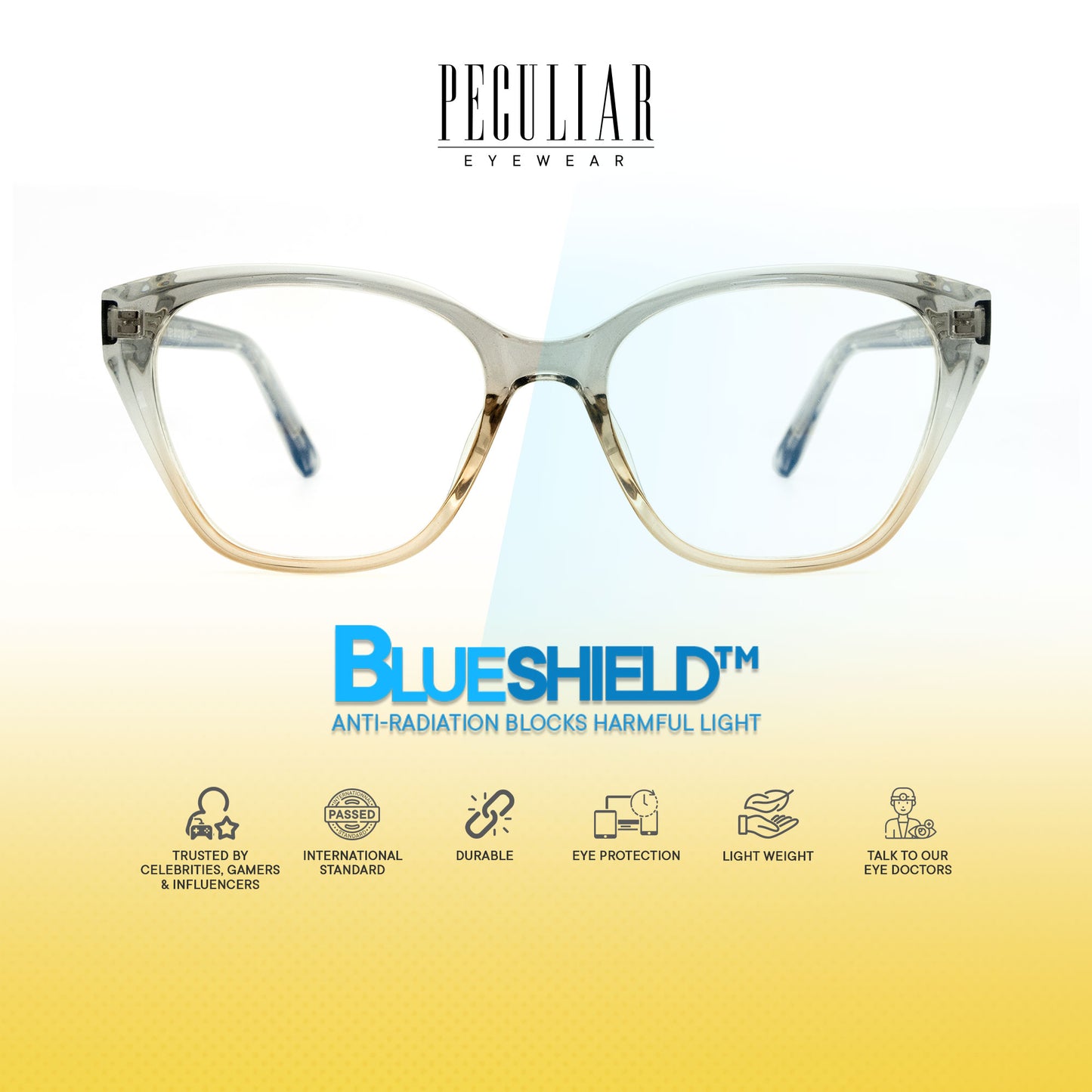 Peculiar Nero Cat Eye Acetate Steel Computer Glasses Anti Radiation Eyeglass Replaceable Men Women