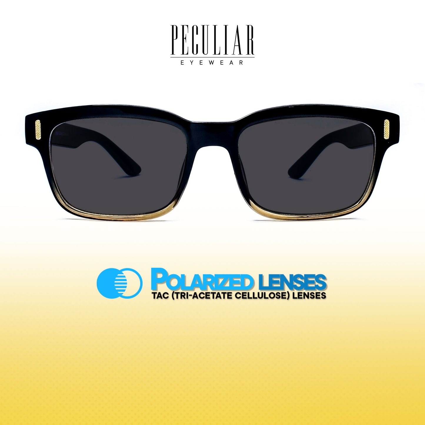 Peculiar Marvy Rectangular Acetate Sunglasses Polarized TAC UV400 & Anti-Rad Lenses Replaceable Frames for Men & Women