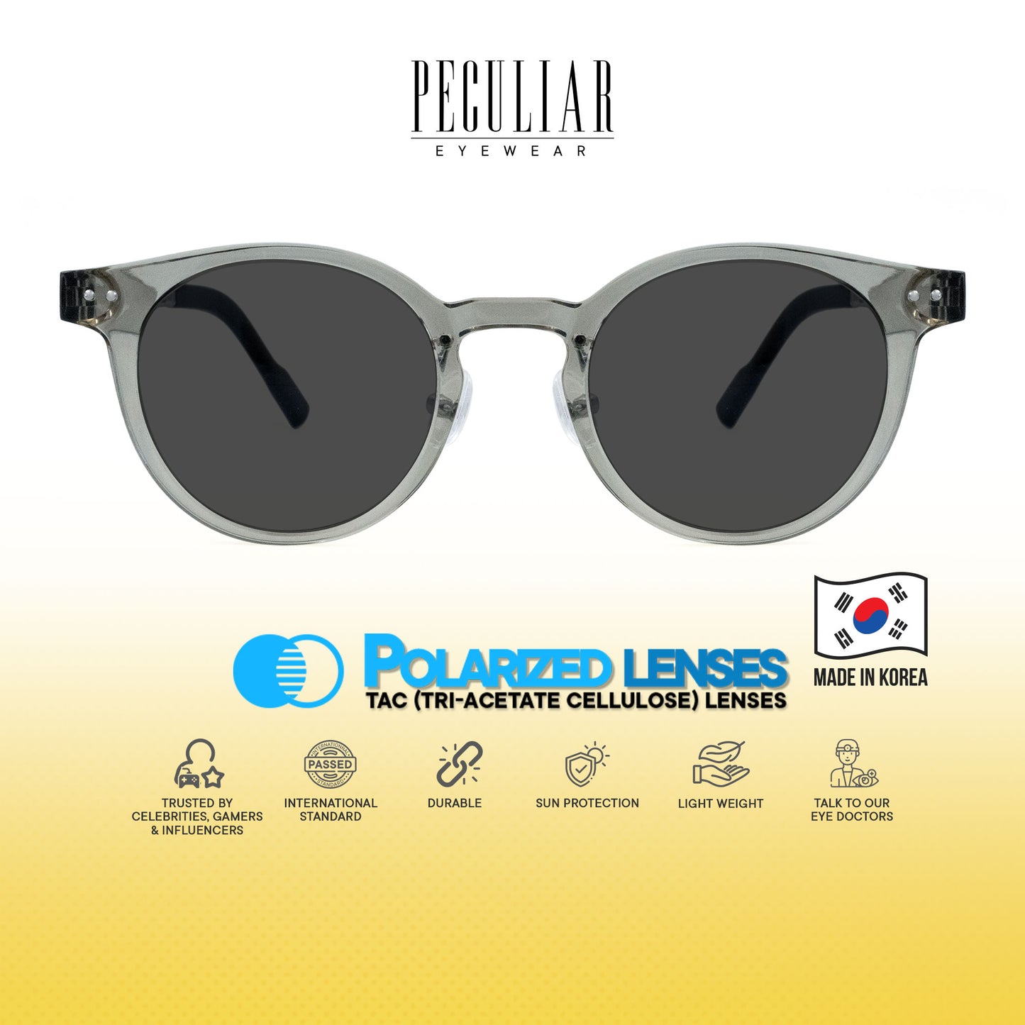 Peculiar Hane Round Korean BIO-Plastic Super Flex Computer Anti-Radiation Replaceable Lens Eyeglasses