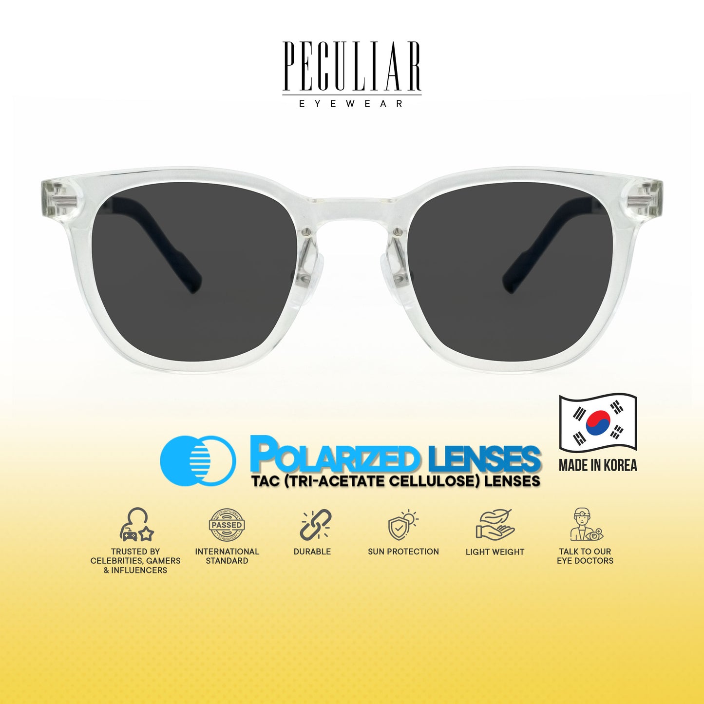 Peculiar Maru Square Korean BIO-Plastic Super Flex Computer Anti-Radiation Replaceable Lens Eyeglasses