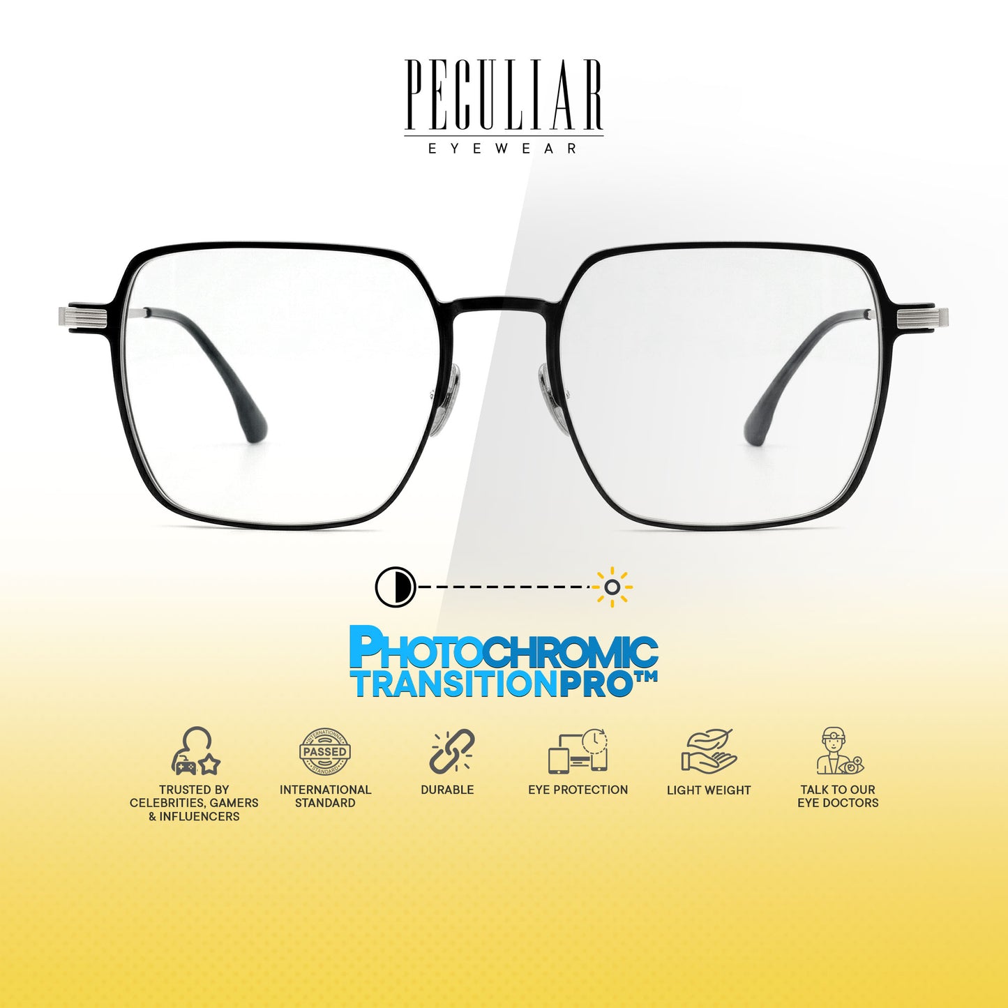 Peculiar Roy Square Titanium Computer Glasses Anti Radiation Eyeglass Replaceable for Men Women