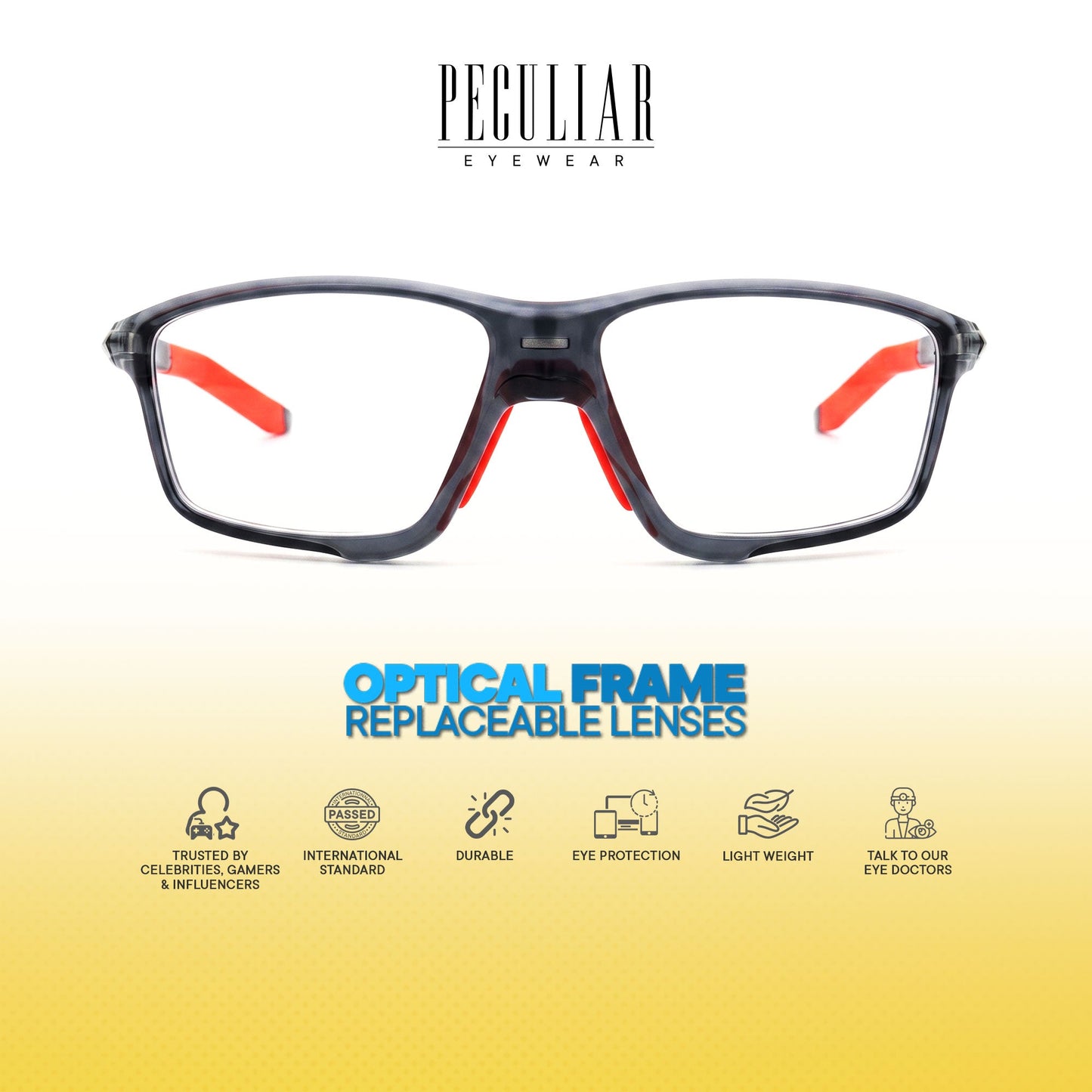 Peculiar Kwan Rectangle Rider Computer Anti-Radiation Photochromic Transition Pro Replaceable Lens Eyeglasses